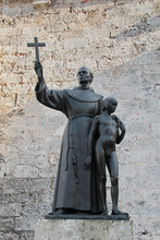 Havana, Cuba: Fray Junipero Serra Statue At San Francisco De Asis Church