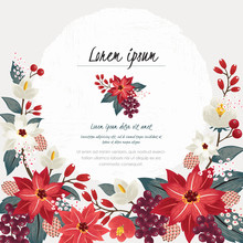  Vector Illustration Of A Beautiful Floral Border In Winter For Happy New Year And Merry Christmas Cards 