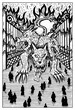Cerberus and departed souls. Engraved fantasy illustration