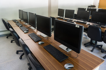 Empty Classroom Computer Education.