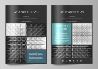 Wall Mural - Business templates for brochure, magazine, flyer. Cover design template, vector layout in A4 size. Abstract infinity background, 3d structure with rectangles forming illusion of depth and perspective.