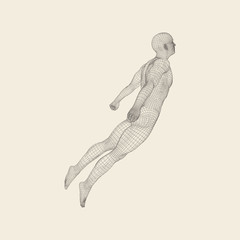 Wall Mural - hovering in air. man floating in the air. 3d model of man.