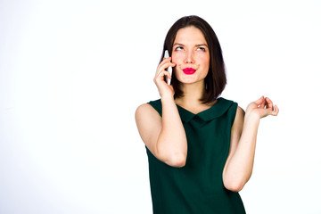 Wall Mural - Girl with a mobile cell phone