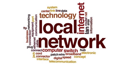 Wall Mural - Local network animated word cloud.