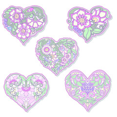 Wall Mural - Set of Love Heart fashion patch, badges, stripes, stickers. This