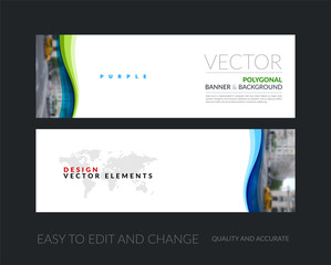 Wall Mural - Vector set of modern horizontal website banners with soft waves,