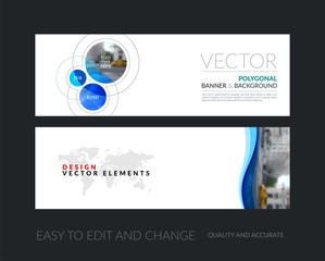 Wall Mural - Vector set of modern horizontal website banners with soft waves,