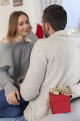 Wall Mural - Couple with Christmas present