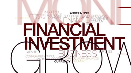 Poster - Financial investment animated word cloud. Kinetic typography.