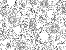 Passionflower Floral Seamless Pattern. Pasiiflora Flower Backgro