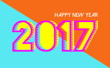 Wall Mural - Happy New Year 2017 vibrant colors card design
