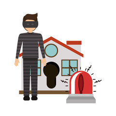 House alarm and thief icon. Insurance security protection and safety theme. Isolated design. Vector illustration