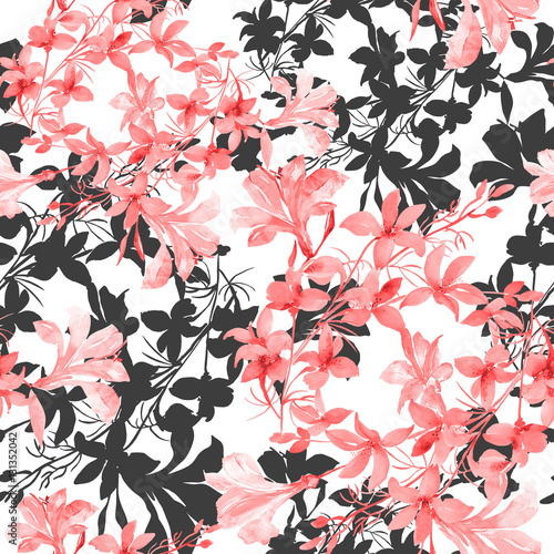 Tapeta ścienna na wymiar Seamless Pattern of wild flowers, watercolor image on a colored background