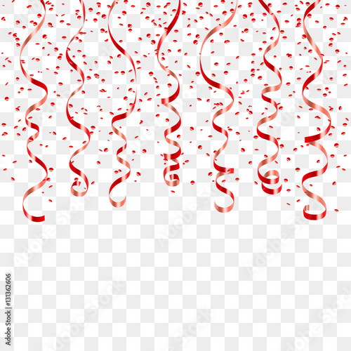 Red Ribbon Confetti Serpentine On Transparent Background