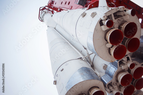 Plakat Szczegół astronautyczny rakietowy silnik. Część rakiety, zbliżenie, nauka i technologia