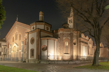 Wall Mural - sant Eustorgio church at night, Milan