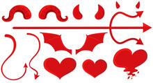 Angel And Devil Elements In Red