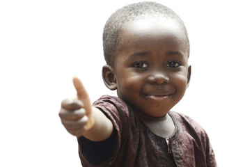little african schoolboy happily showing thumb up!