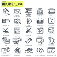 Aufkleber - Thin line seo and development icons