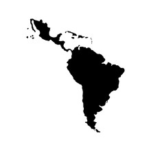 Silhouette Of Latin America Map Icon Over White Background. Vector Illustration