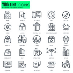 Aufkleber - Thin line business essential icons