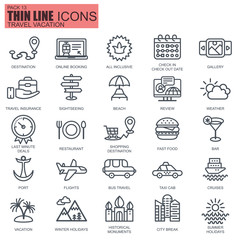 Poster - Thin line travel and tourism icons