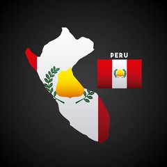 Sticker - peru country map with colors of the flag. colorful design. vector illustration