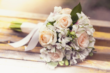 wedding bouquet, selective focus, filter applied