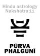 Astrology Alphabet: Hindu nakshatra PURVA PHALGUNI (Lunar station No.11). Hieroglyphics character sign (single symbol).