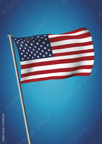 American flag waving on the sky vector vertical - Buy this ...