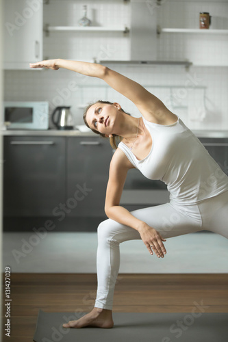 Happy Sporty Attractive Young Woman Practicing Yoga
