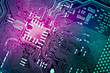 complexity circuit board closeup, abstract technology background