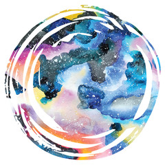 Wall Mural - watercolor galaxy background.