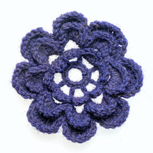 Homemade Crocheted Blue Flower Isolated On White Background