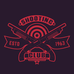 Poster - Shooting club logo with guns, two crossed shotguns