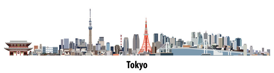 Fototapete - abstract vector skyline of Tokyo