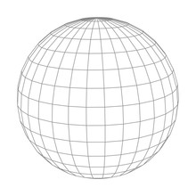 Abstract Vector Wireframe Sphere Globe On White Isolated
