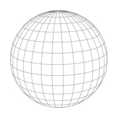 Abstract vector wireframe sphere globe on white isolated