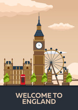London Poster. England. London Skyline. Travelling Vector Illustration.