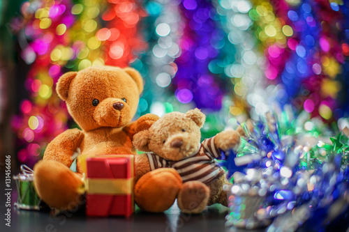 Fotografie, Obraz two bear dolls and decorate of new year festival, select focus the one bigger
