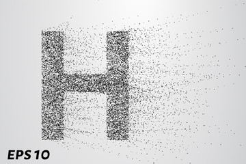 Letter H from the particles. The letter H consists of circles and points. Vector illustration