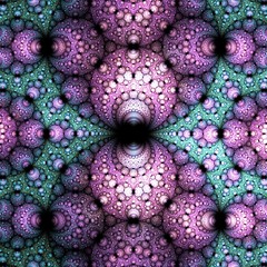 abstract bright multicolored spherical fractal computer generated image