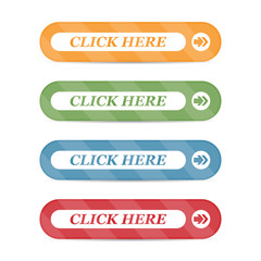 Fototapete - Set of click here buttons with shadows on a white background