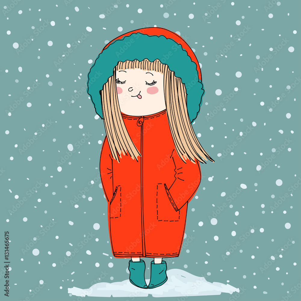 winter dress cartoon Cute cartoon girl wearing winter clothes in a winter season illustration 60828556 Vector Art at Vecteezy