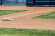 first base and home plate on an empty baseball diamond 