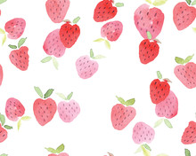 Seamless Abstract Watercolor Hand Drawn Beautiful Strawberry