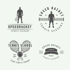 Wall Mural - Set of vintage tennis logos, emblems, badges, labels 