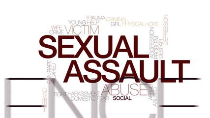 Wall Mural - Sexual assault animated word cloud. Kinetic typography.