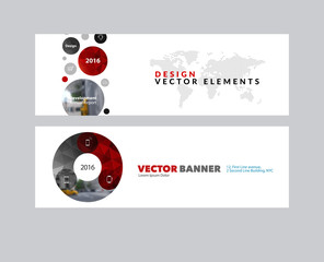 Wall Mural - Vector set of modern horizontal website banners with points circ