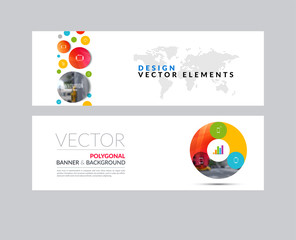 Wall Mural - Vector set of modern horizontal website banners with points circ